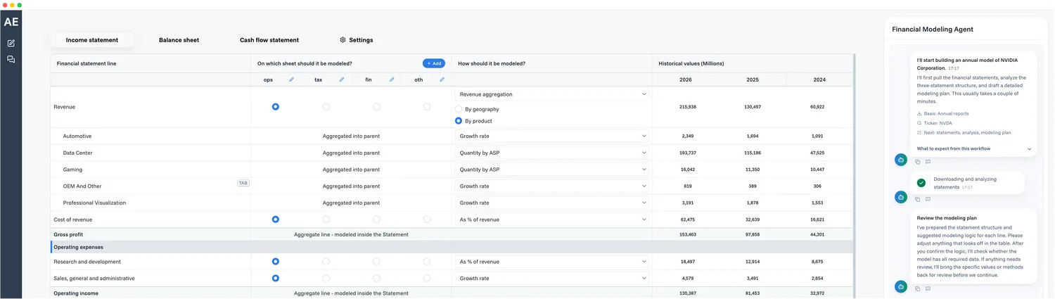 Financial Modeling Agent workflow
