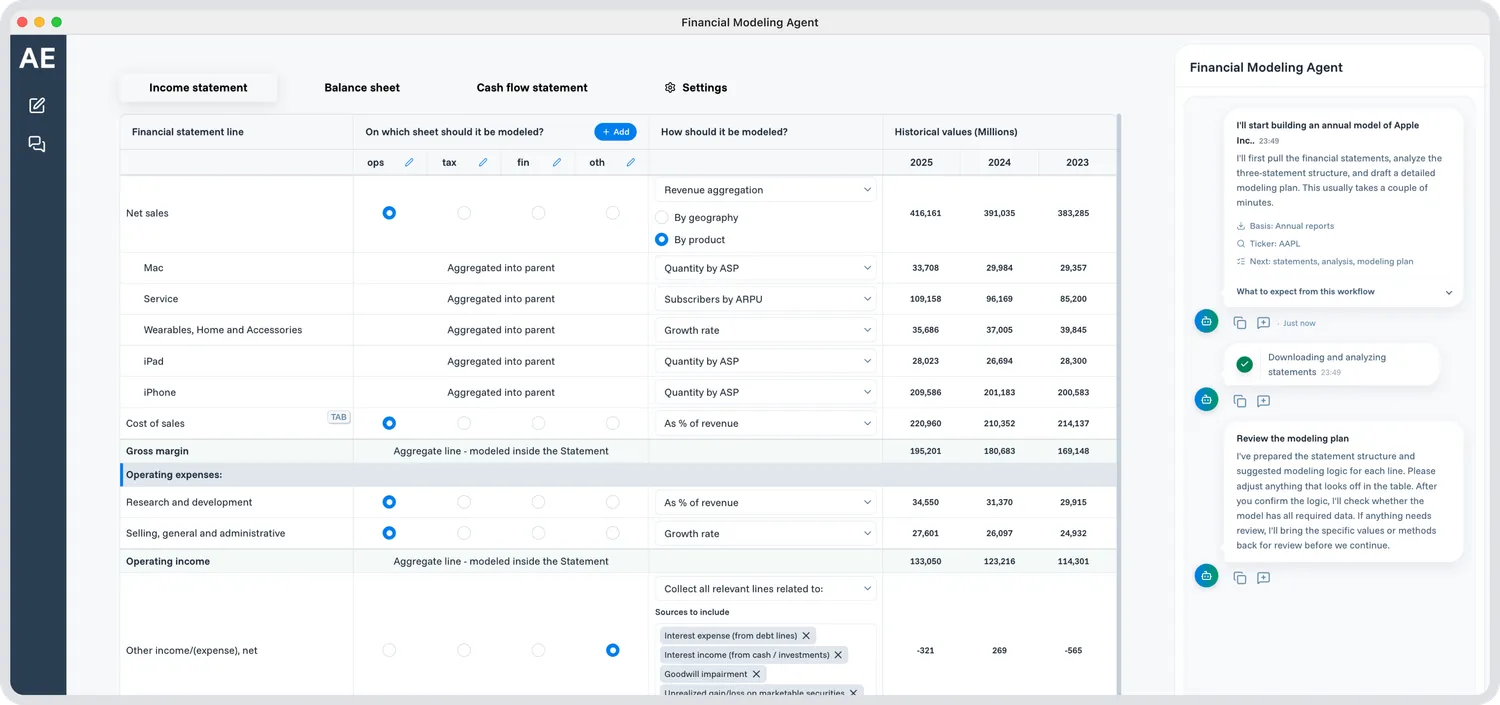 Financial Modeling Agent workflow
