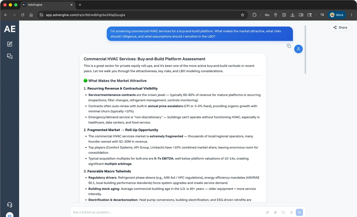 Information and Research assessment in AdvEngine